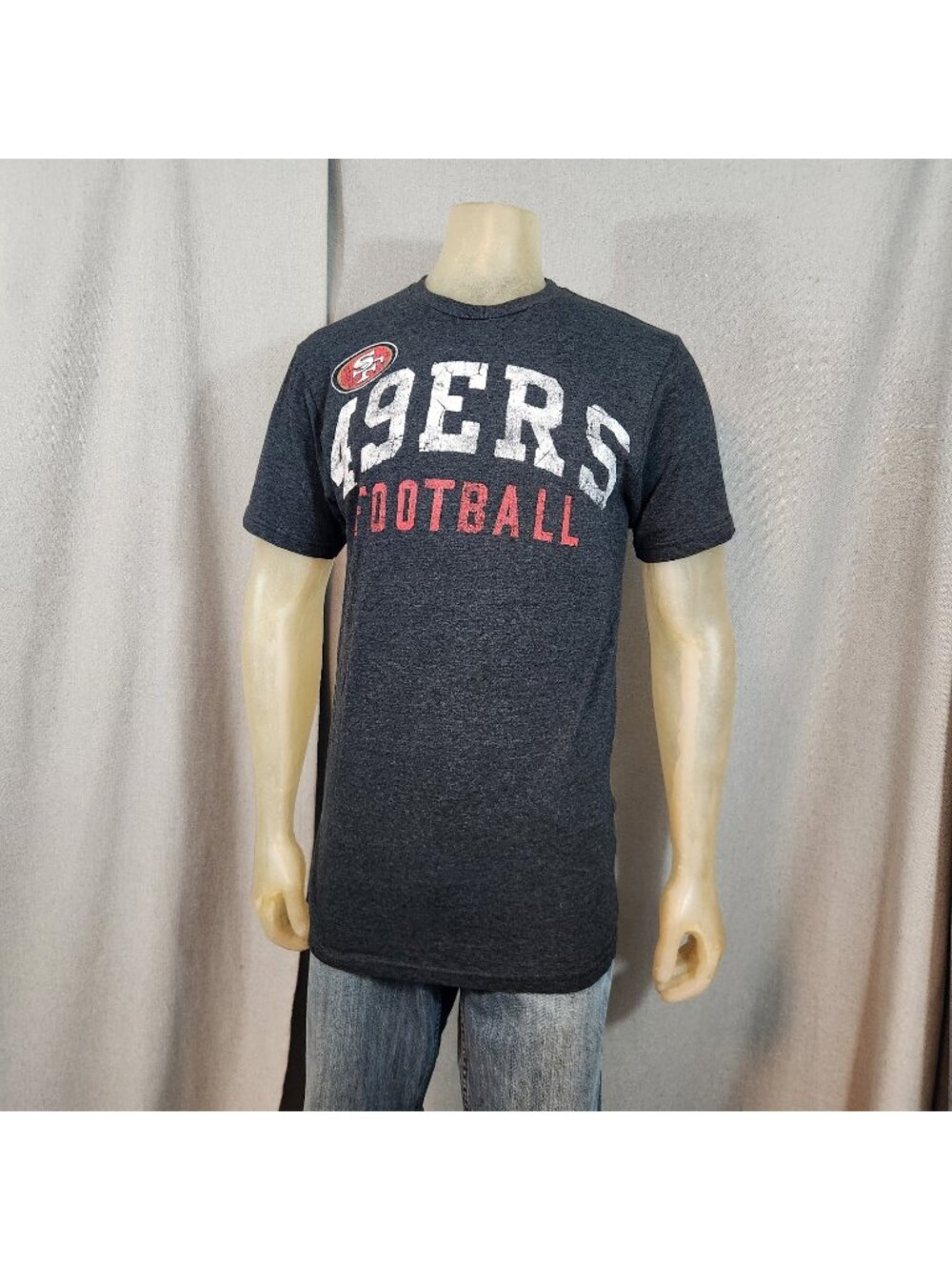 Team NFL Gray San Francisco 49ers Crew Neck Short Slv Graphic T Shirt Top LARGE
